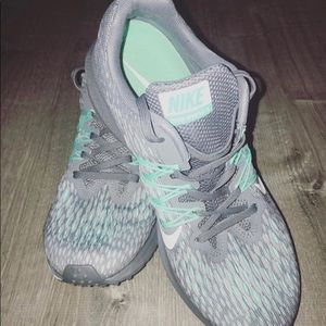 Nike Grey and Teal Running Shoes